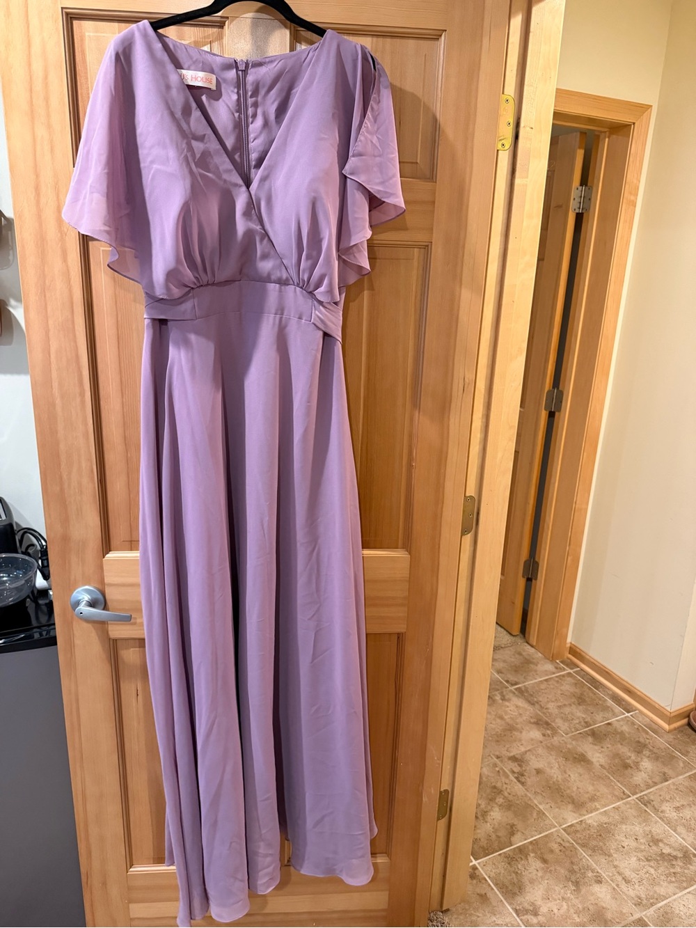 Lavender V-Neck Maxi Dress with Flutter Sleeves
